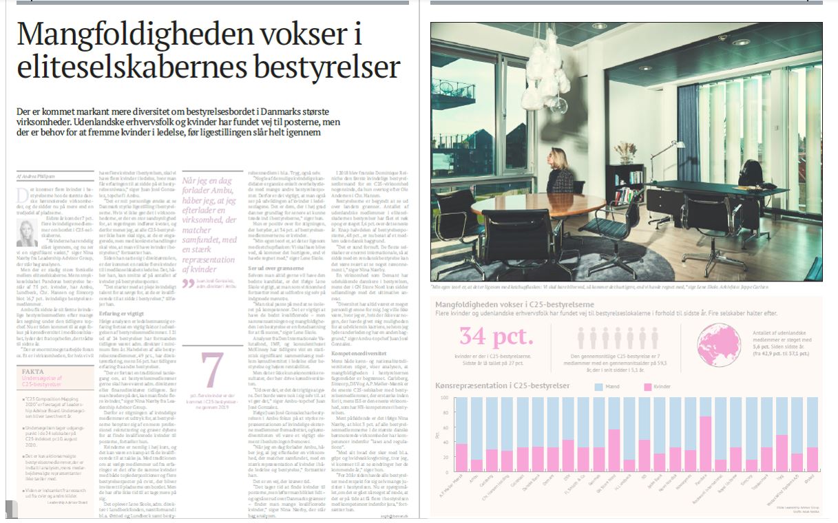 Diversity is increasing on the boards of Danish C25 companies