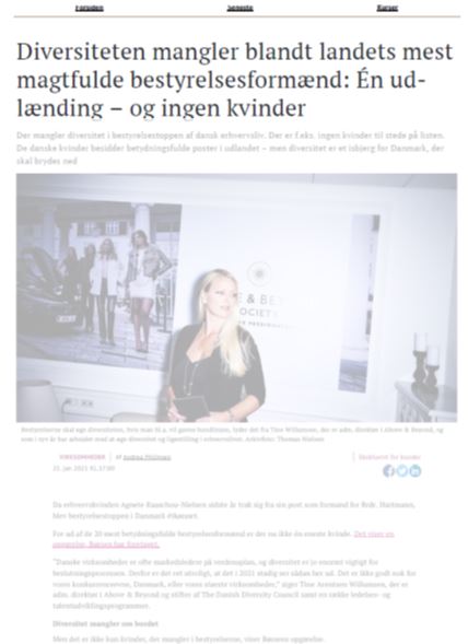Nina Nærby comments on board diversity in Borsen