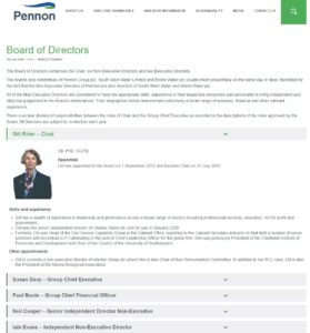 Pennon Board of Directors Descriptions