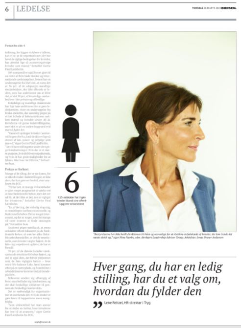 Nina Naerby in Borsen re gender report March 2022